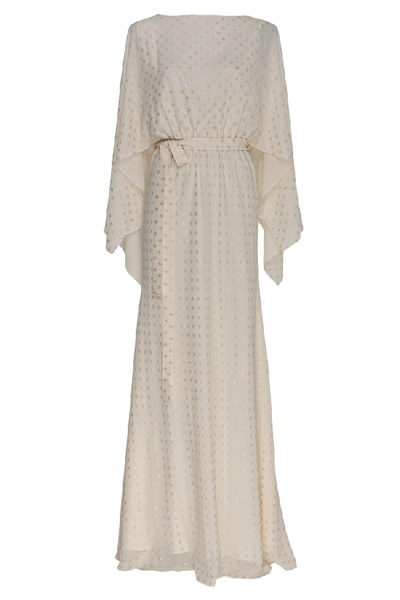 Shop Amal Al Raisi Embroidered Long Sleeve Dress In Grey