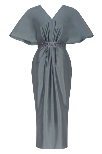 Shop Amal Al Raisi Drop Sleeves Dress In Grey