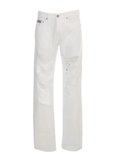 Shop Versace Milano Slim Fit Jeans In White