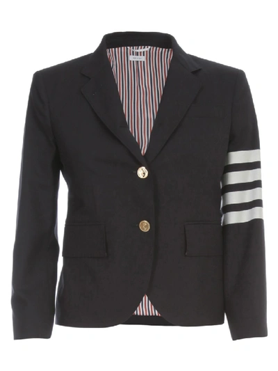 Shop Thom Browne Classic Sb S/c In Engineered 4 Bar Plain Weave Suiting In Black