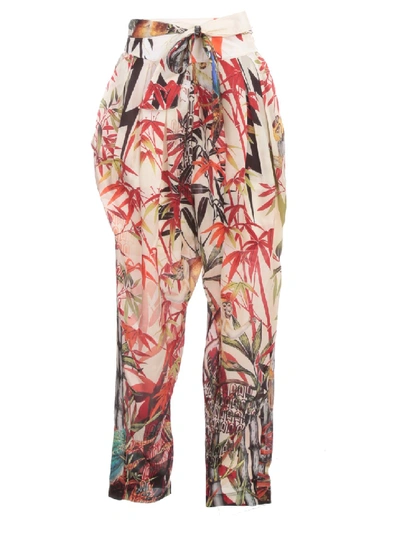 Shop Dsquared2 Pants Silk Twill Monkey Printing In Multicolor