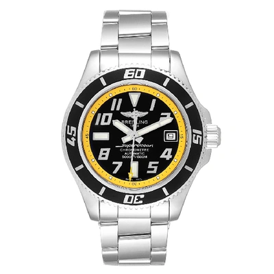 Shop Breitling Superocean 42 Abyss Black Yellow Mens Watch A17364 Box Papers In Not Applicable
