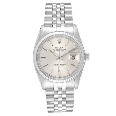 Shop Rolex Datejust Steel White Gold Silver Dial Vintage Mens Watch 16014 In Not Applicable