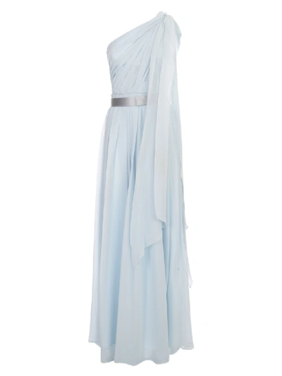 Shop Max Mara Berger Dress Single Shoulder Silk In Blue