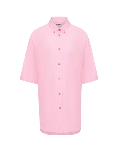 Shop Balenciaga Pink Logo Shirt
