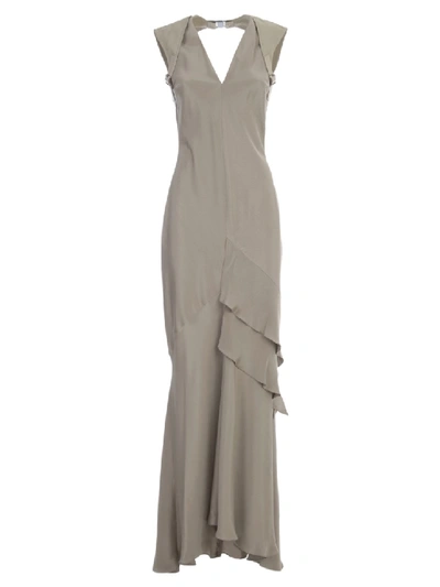 Shop Max Mara Arezzo Long Silk Dress In Grey