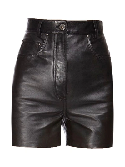 Shop Ferragamo Nappa Leather High-waist Shorts In Black