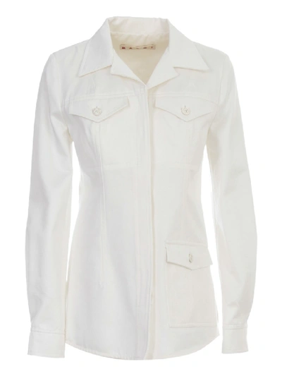 Shop Marni Shirt L/s Polo Neck In White