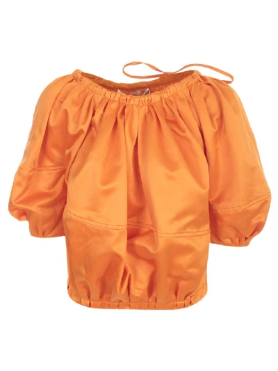 Shop Marni Top Puff Sleeve W/curl In Orange