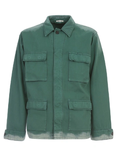 Shop Marni Denim Military Jacket 4 Pockets In Green