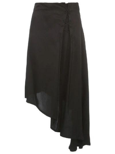 Shop Ann Demeulemeester Skirt Asymmetric W/lace In Black