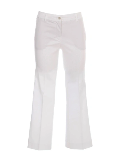 Shop Alberto Biani Flared Pants Gabardine Stretch Cotton In White