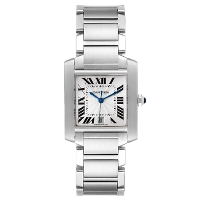 Shop Cartier Tank Francaise Blue Hands Steel Automatic Mens Watch W51002q3 In Not Applicable