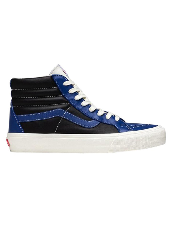 black and blue high top vans