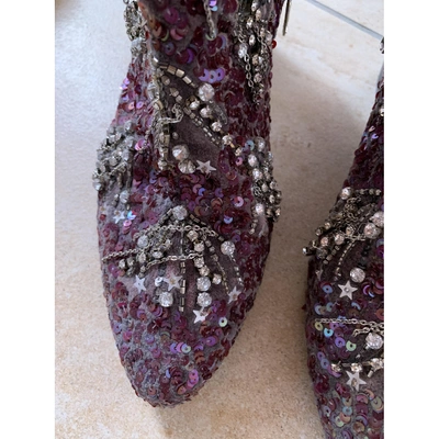 Pre-owned Free People Purple Velvet Ankle Boots