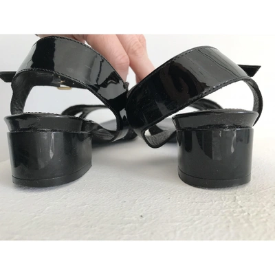 Pre-owned Robert Clergerie Patent Leather Sandal In Black