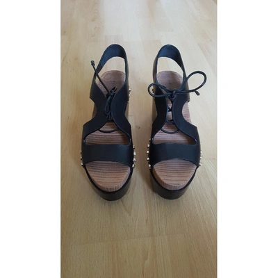 Pre-owned Balenciaga Lace Black Leather Sandals