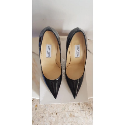 Pre-owned Jimmy Choo Anouk Patent Leather Heels In Black