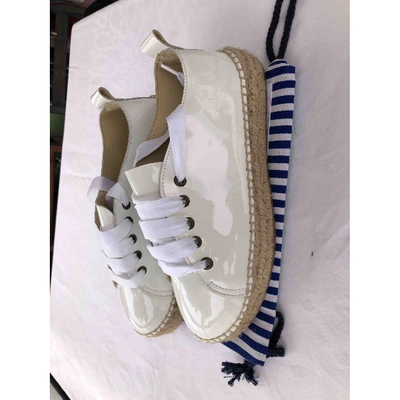 Pre-owned Manebi Patent Leather Espadrilles In White