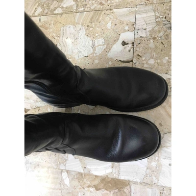 Pre-owned Moma Leather Biker Boots In Black