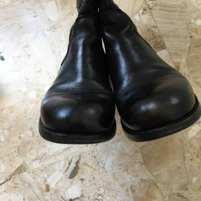 Pre-owned Moma Leather Biker Boots In Black
