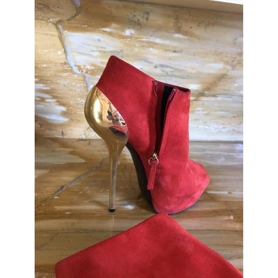 Pre-owned Giuseppe Zanotti Open Toe Boots In Red