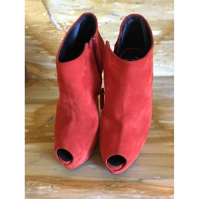 Pre-owned Giuseppe Zanotti Open Toe Boots In Red