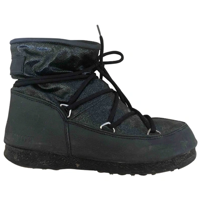 Pre-owned Moon Boot Cloth Snow Boots In Black