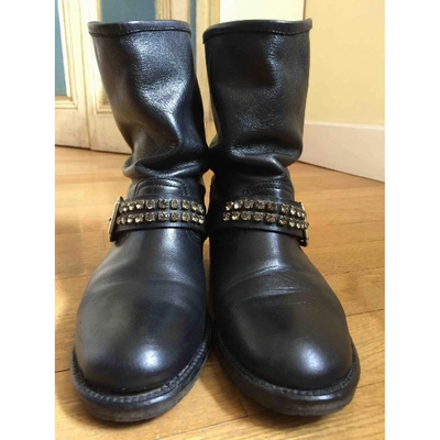 Pre-owned Pinko Leather Boots In Black