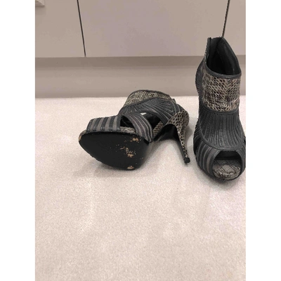 Pre-owned Dior Leather Open Toe Boots In Grey