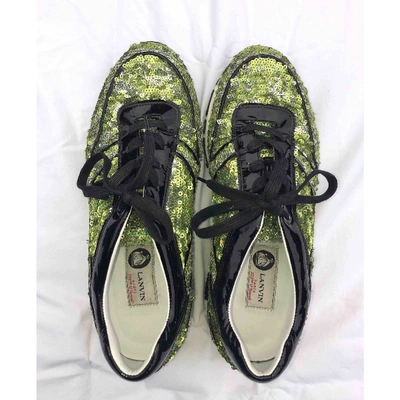 Pre-owned Lanvin Glitter Trainers In Green