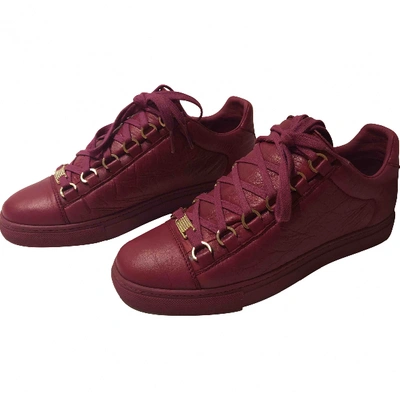 Pre-owned Balenciaga Arena Leather Trainers In Purple