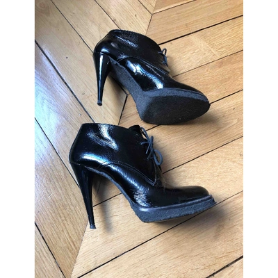 Pre-owned Balenciaga Patent Leather Lace Up Boots In Black