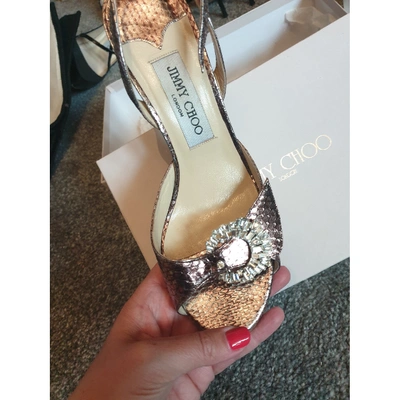 Pre-owned Jimmy Choo Metallic Water Snake Sandals