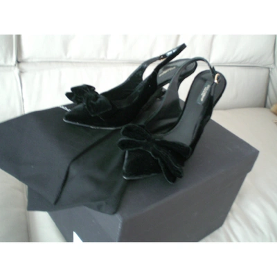 Pre-owned Dolce & Gabbana Black Velvet Heels