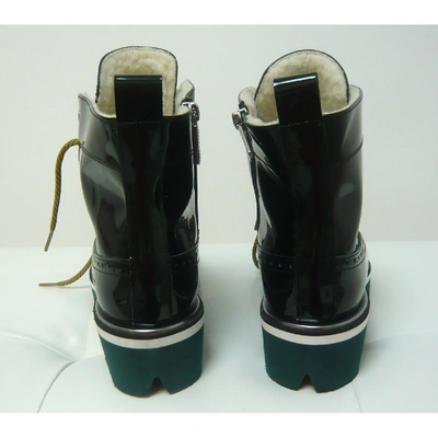 Pre-owned Pollini Black Patent Leather Ankle Boots
