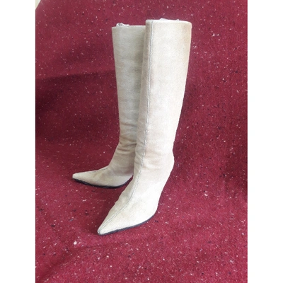 Pre-owned Sergio Rossi Camel Pony-style Calfskin Boots