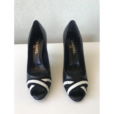 Pre-owned Chanel Black Python Heels