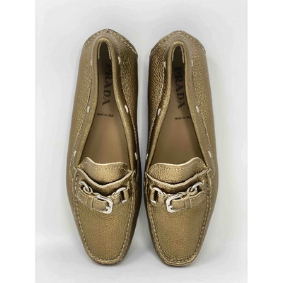 Pre-owned Prada Patent Leather Flats In Metallic