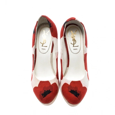 Pre-owned Saint Laurent Red Cloth Heels