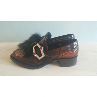 PRADA Pre-owned Patent Leather Flats In Burgundy