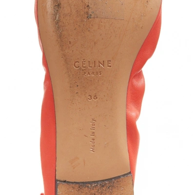 Pre-owned Celine Red Leather Ballet Flats