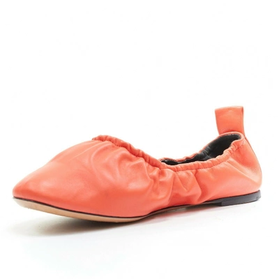 Pre-owned Celine Red Leather Ballet Flats