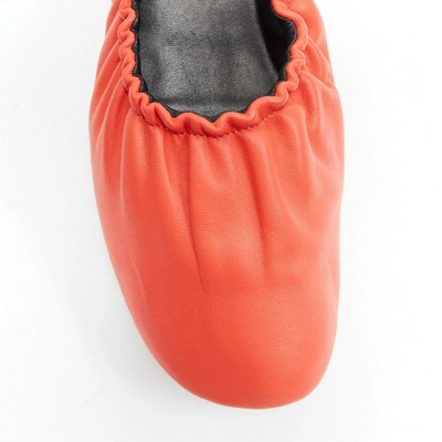Pre-owned Celine Red Leather Ballet Flats