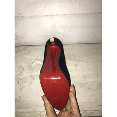 Pre-owned Christian Louboutin Lady Peep Cloth Heels