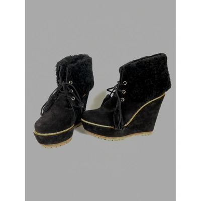 Pre-owned Mulberry Black Shearling Ankle Boots