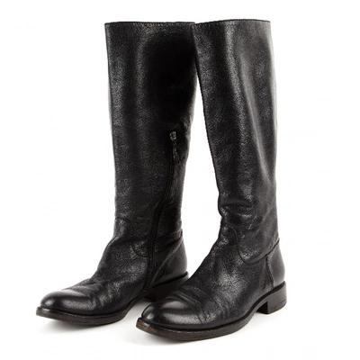 Pre-owned Moschino Black Leather Boots