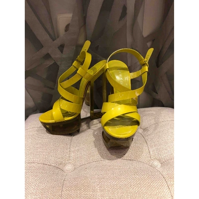 Pre-owned Casadei Patent Leather Sandals In Yellow