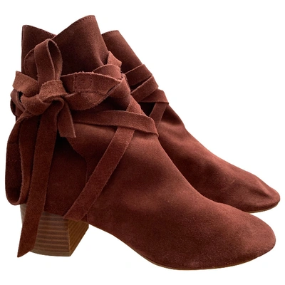 Pre-owned Topshop Tophop  Burgundy Leather Boots