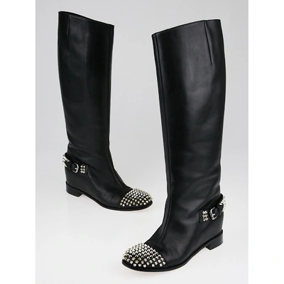 Pre-owned Christian Louboutin Egoutina Leather Boots In Black